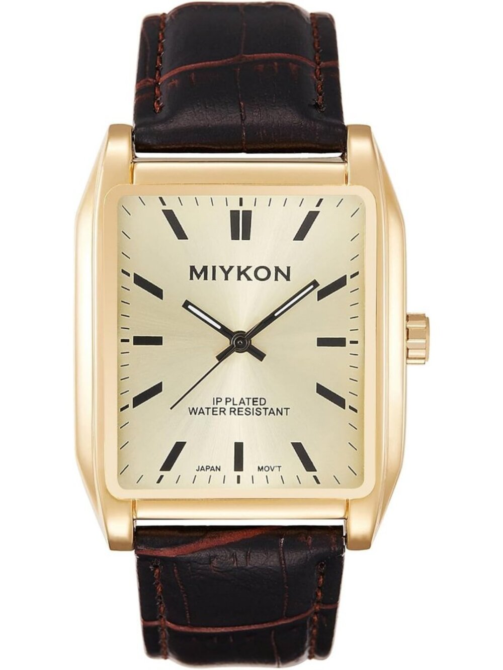 Vintage Men's Tank Dress Watch - Genuine Leather Strap, Water Resistant, Classic